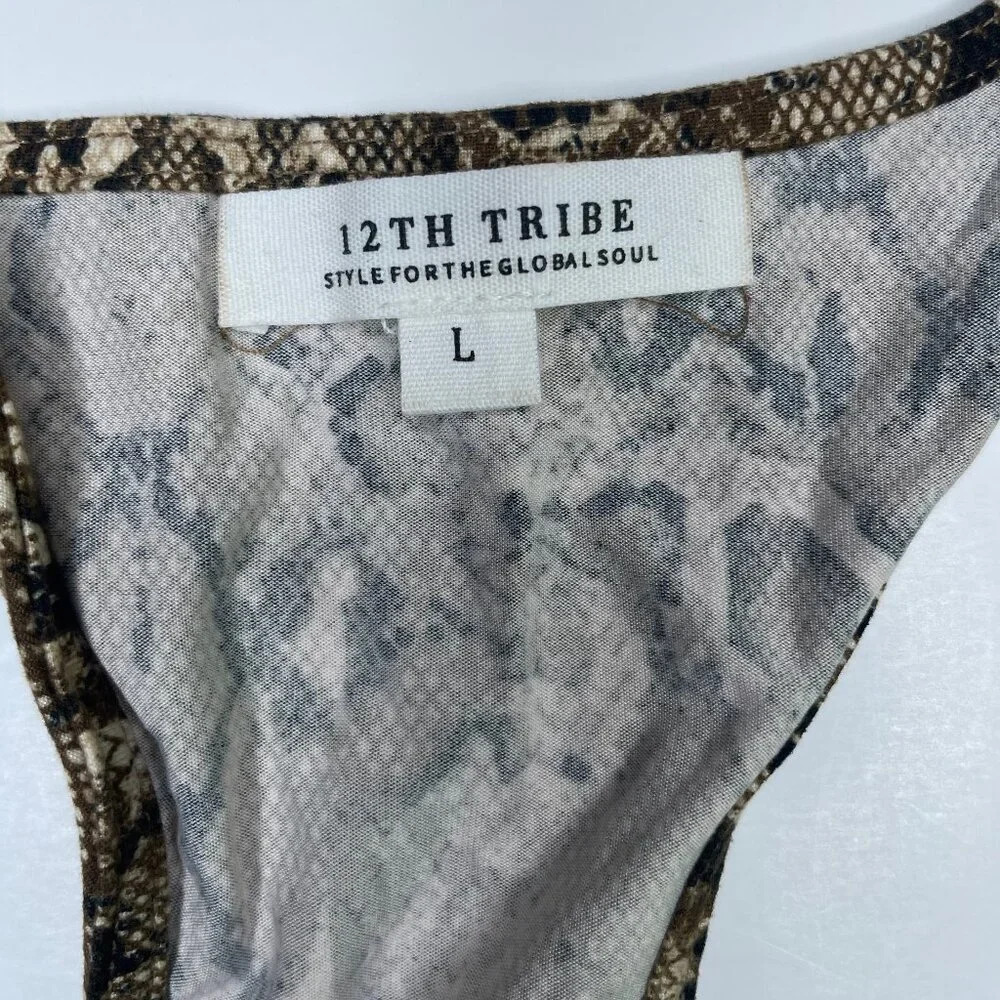12th Tribe Snake Print 2 Piece Set Crop Top & Biker Shorts Large